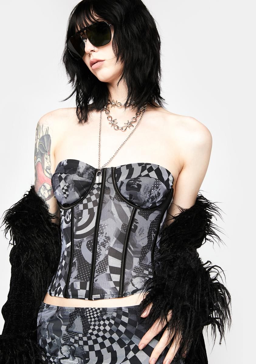 Grey Aly Mesh Corset Top sold by Dolls Kill product image thumbnail 2