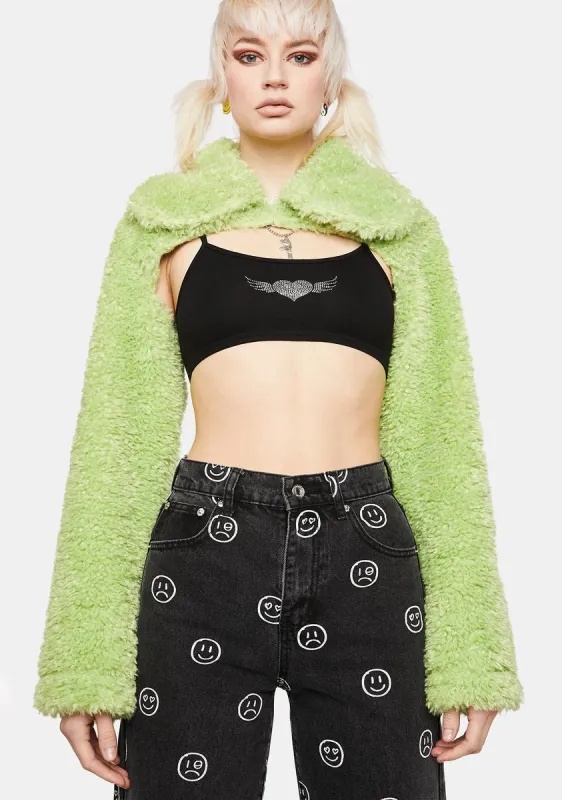 Las Fluff Sleeve Jacket sold by Dolls Kill