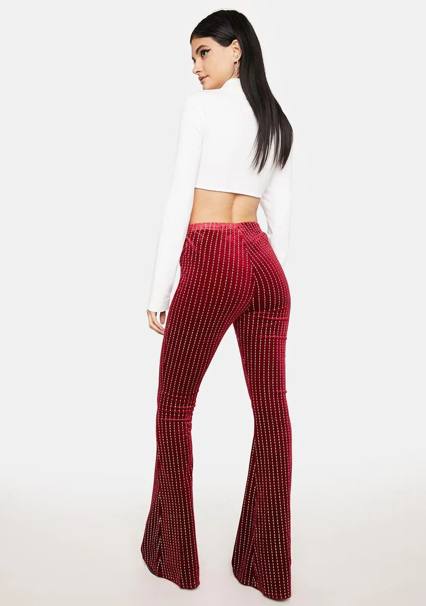 Wine New Life Glitter Flare Pants sold by Dolls Kill product image thumbnail 4