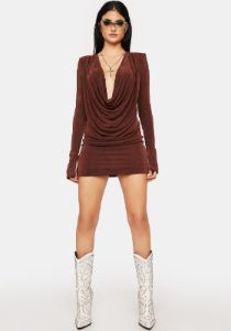 Rhythm Shaker Cowl Neck Mini Dress sold by Dolls Kill