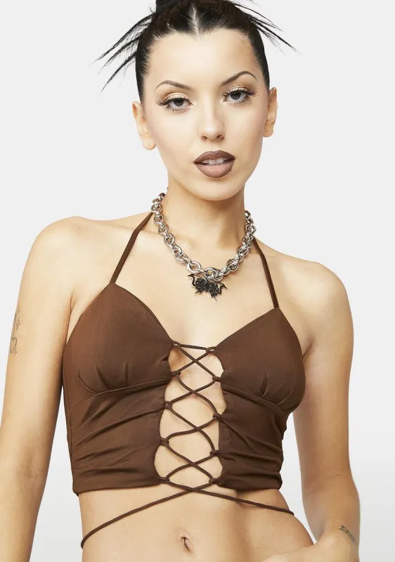 Mocha Call You To Me Crop Top sold by Dolls Kill