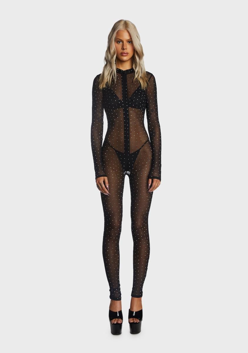 Just Wanna Be Yours Rhinestone Jumpsuit sold by Dolls Kill