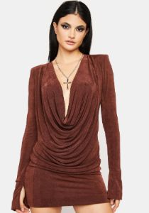 Rhythm Shaker Cowl Neck Mini Dress sold by Dolls Kill
