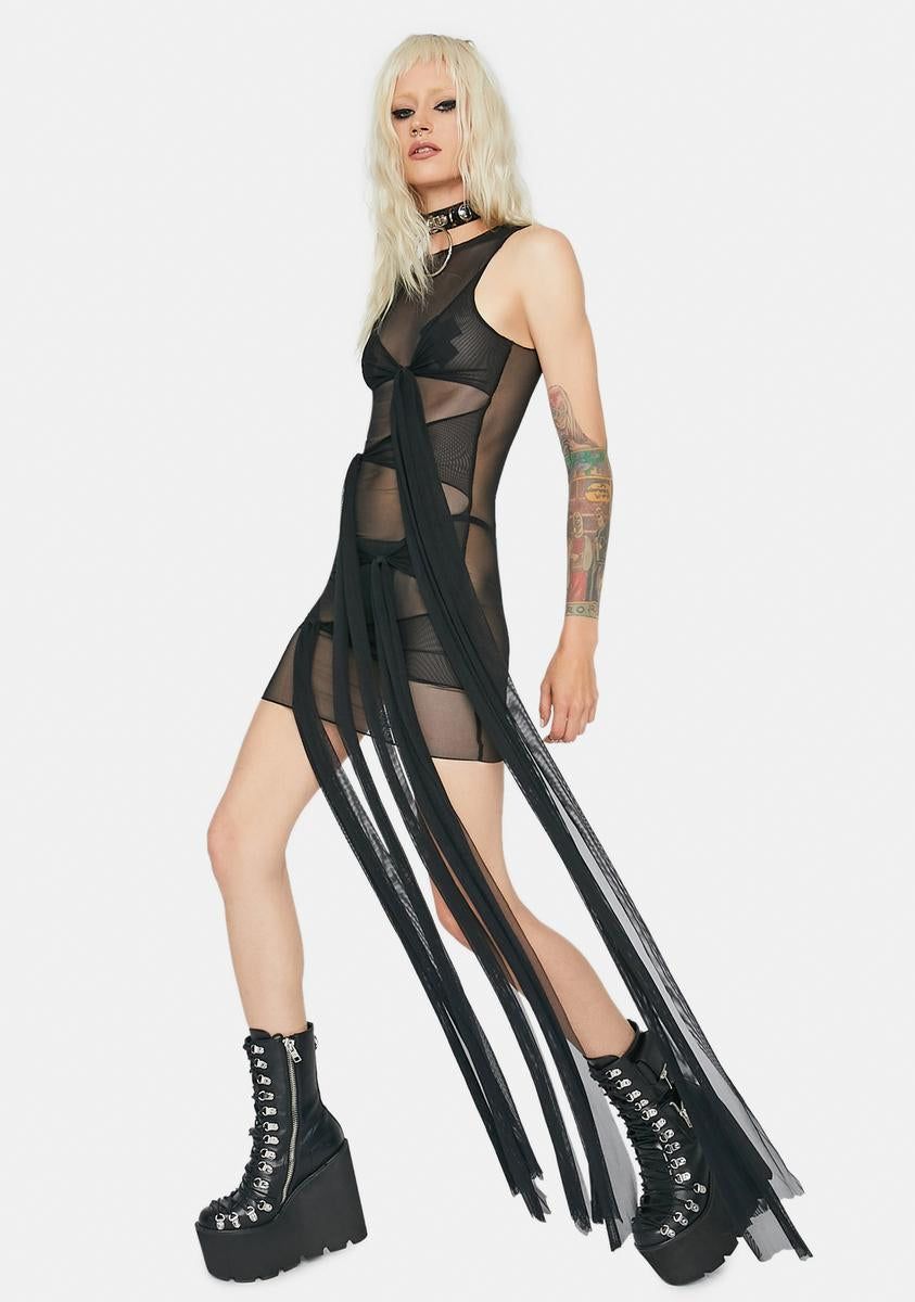 Night Good Vibing Strappy Mesh Dress sold by Dolls Kill product image thumbnail 2