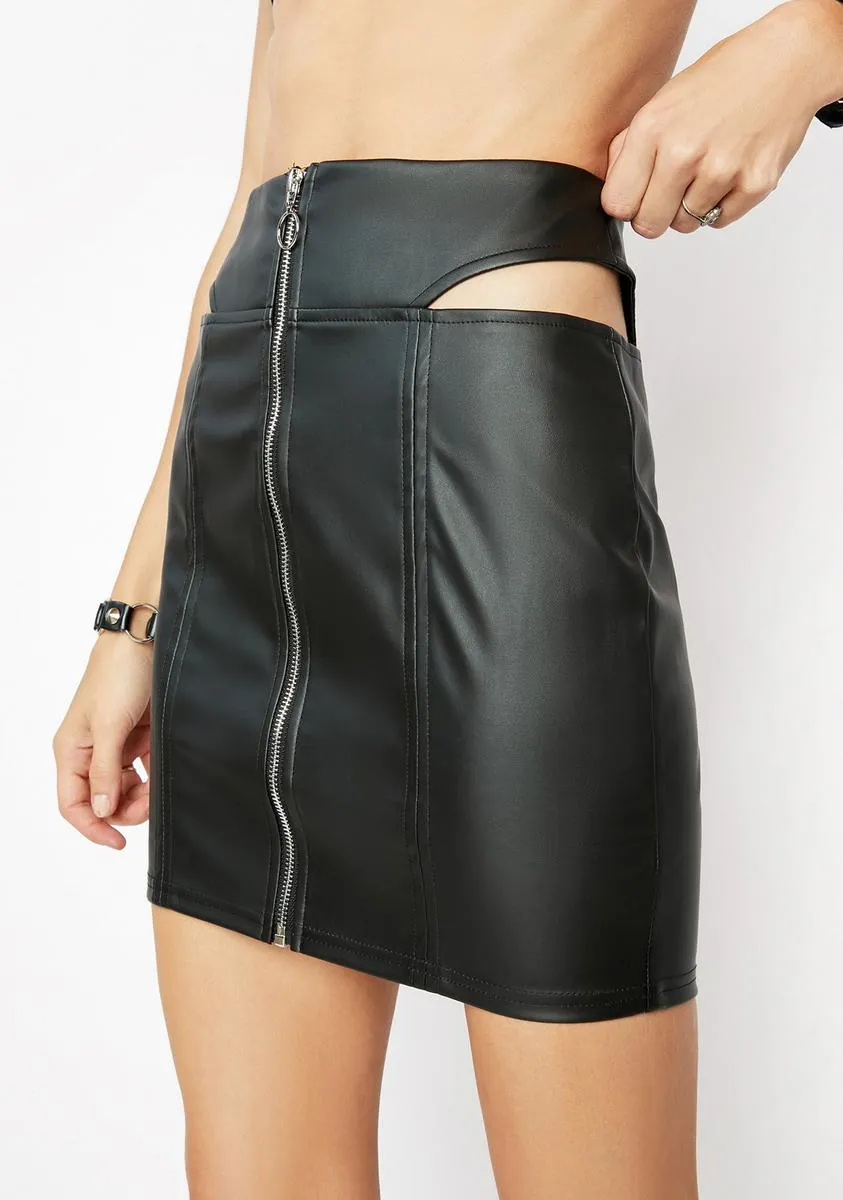 Midnight In The Zone Vegan Leather Skirt sold by Dolls Kill