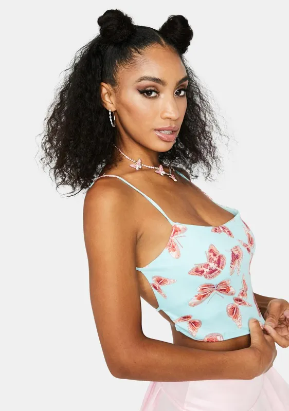Monarch Life Cycle Tie Back Crop Tank sold by Dolls Kill