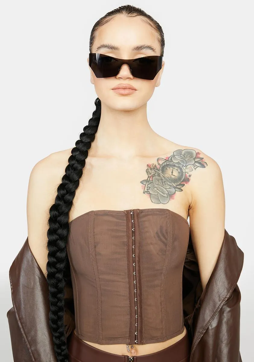 Mocha Won't You Want Me Corset Top sold by Dolls Kill