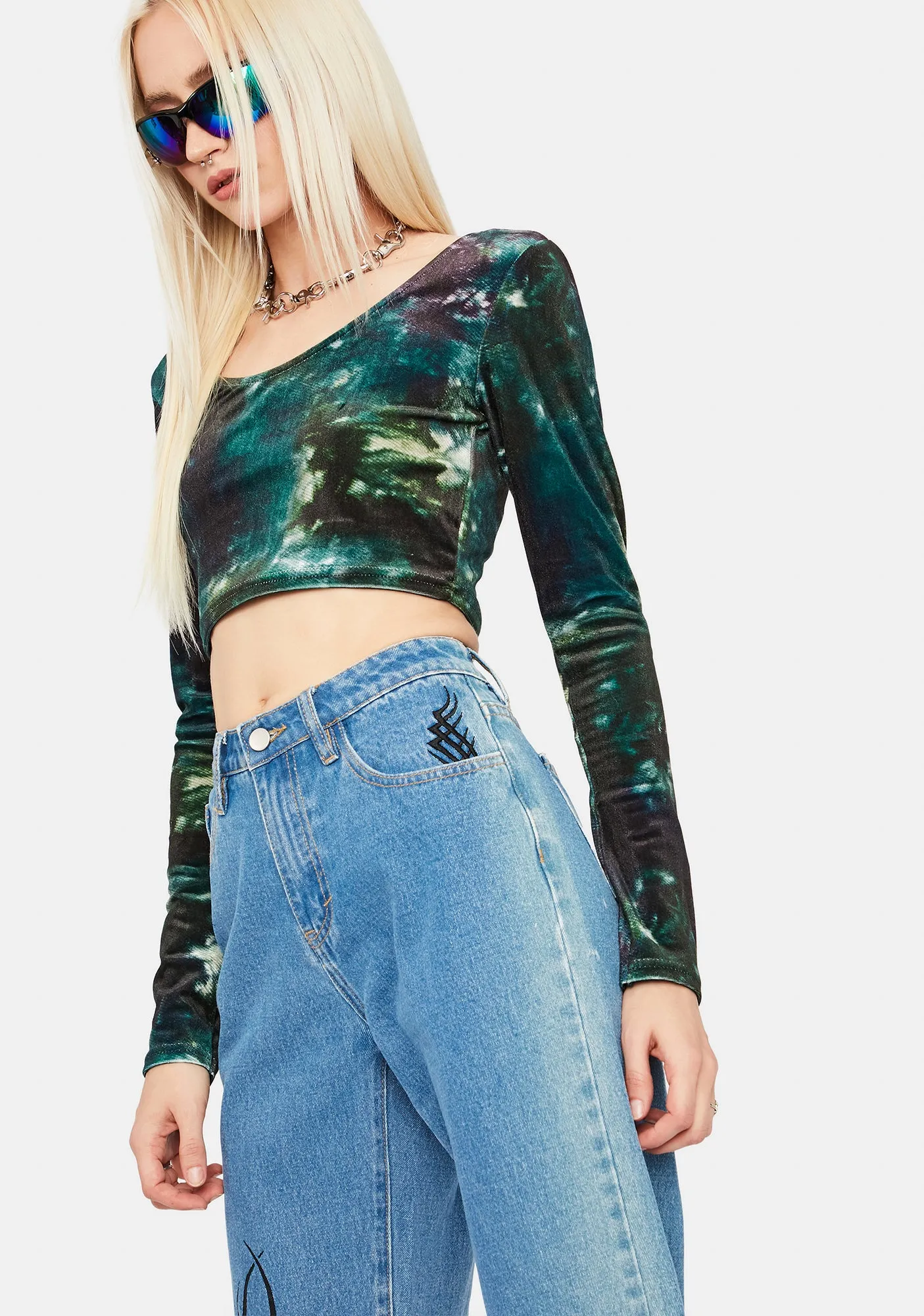 Scoop Neck Velvet Crop Top sold by Dolls Kill product image thumbnail 2