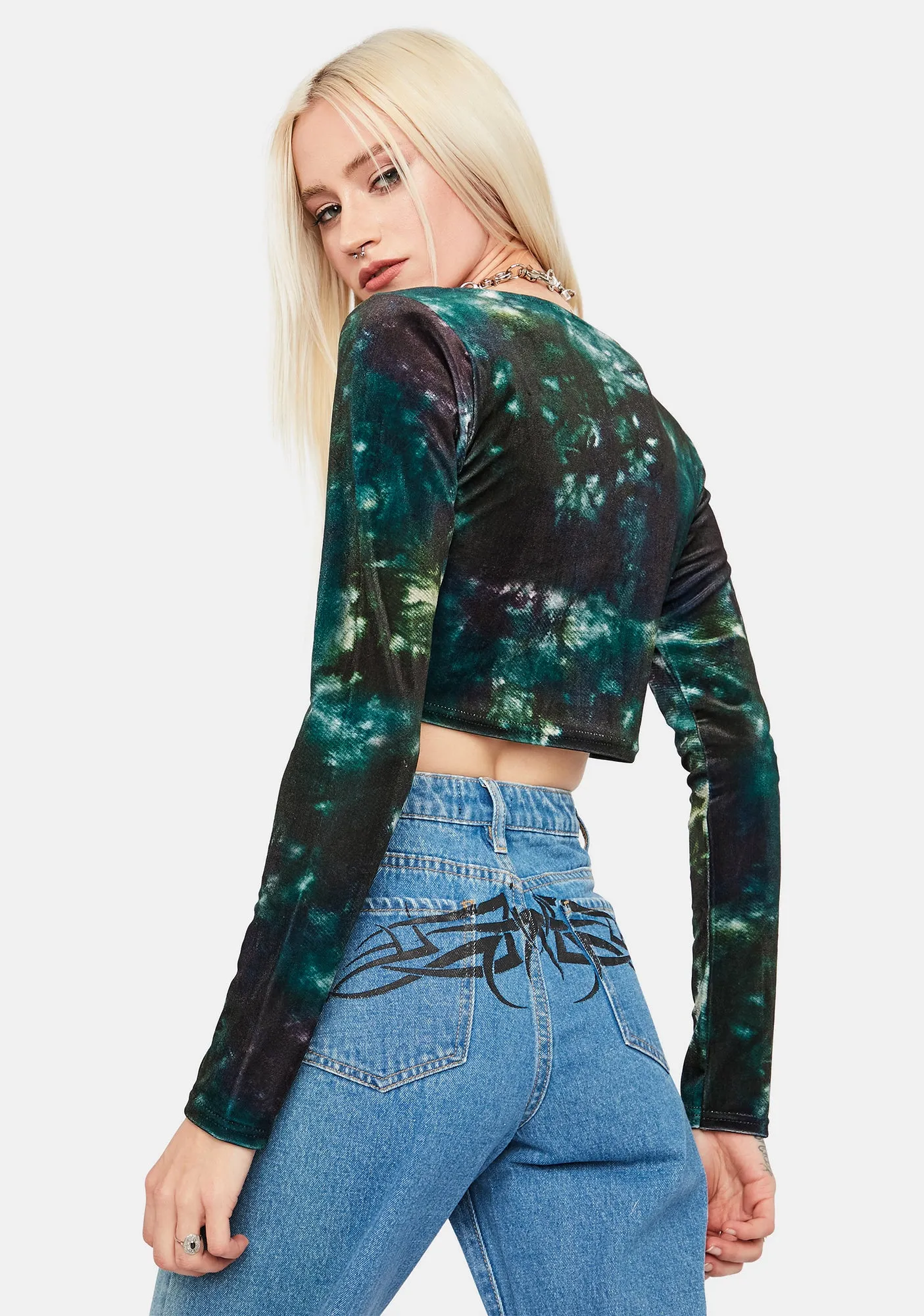 Scoop Neck Velvet Crop Top sold by Dolls Kill product image thumbnail 3
