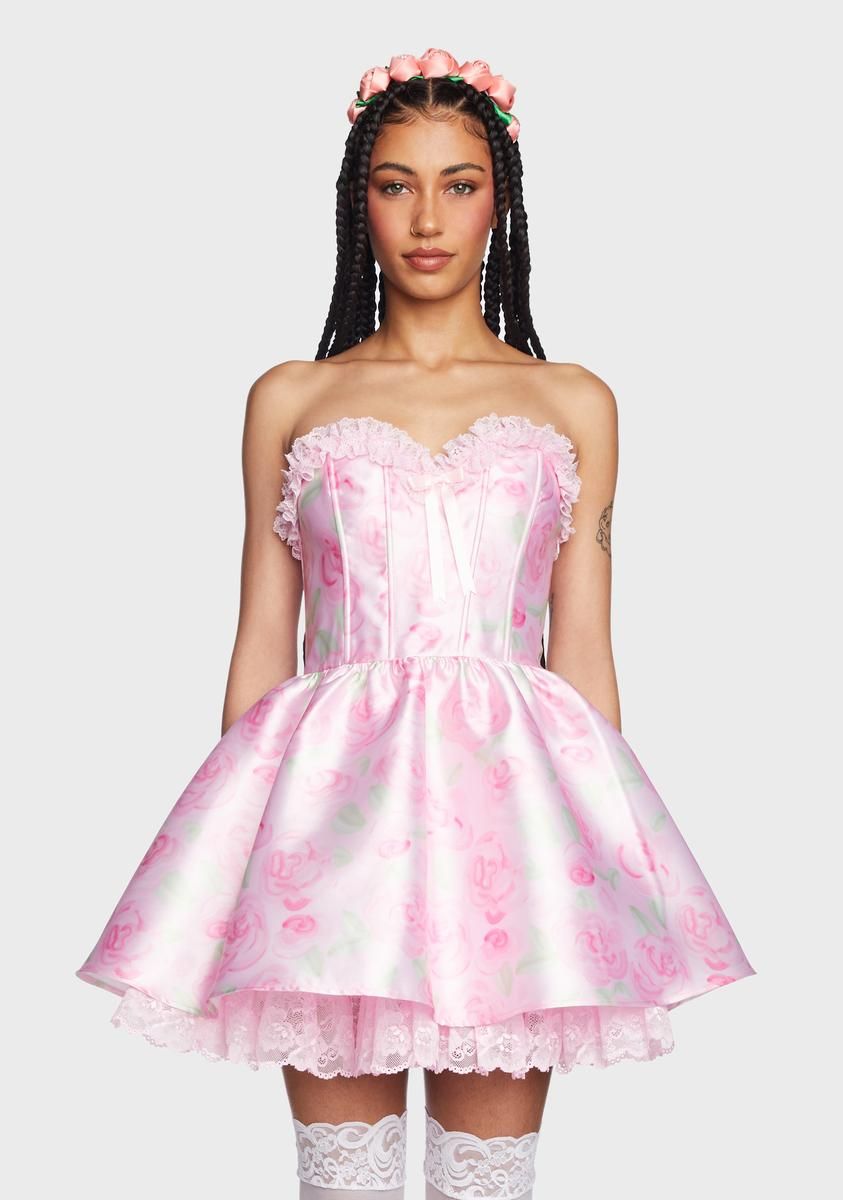 Forever Fancy Corset Dress - Pink Floral sold by Dolls Kill
