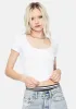Blanc In A Snap Ribbed Crop Tee sold by Dolls Kill