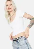 Blanc In A Snap Ribbed Crop Tee sold by Dolls Kill