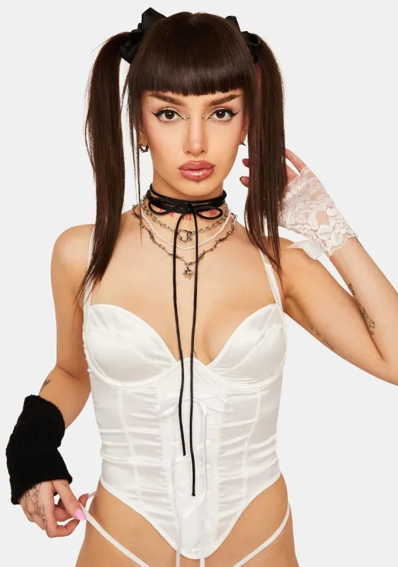 Bliss In The Boudoir Satin Corset sold by Dolls Kill