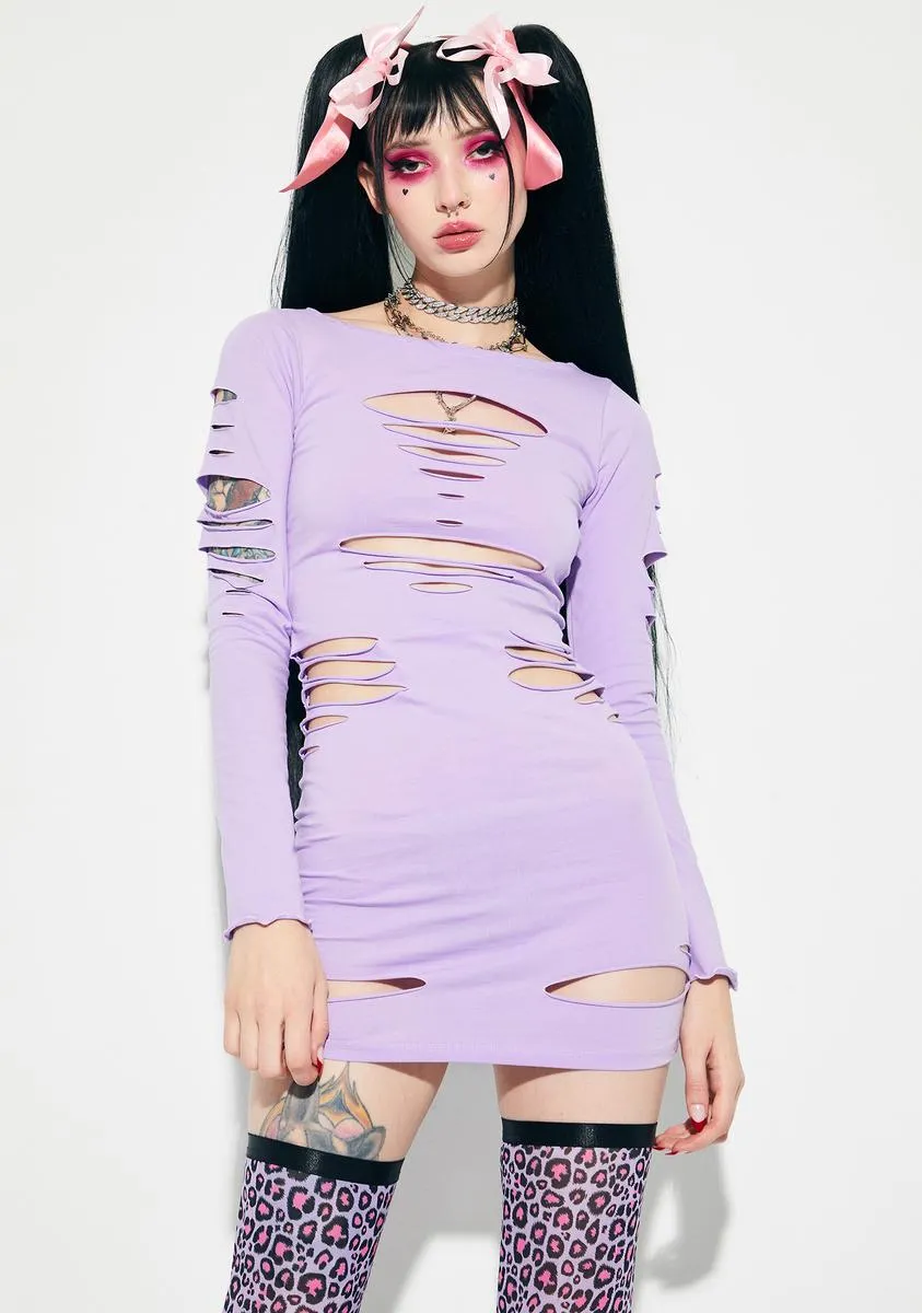 Sick Of Waiting Slashed Mini Dress sold by Dolls Kill