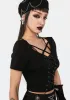 Cropped Lace Up Top sold by Dolls Kill
