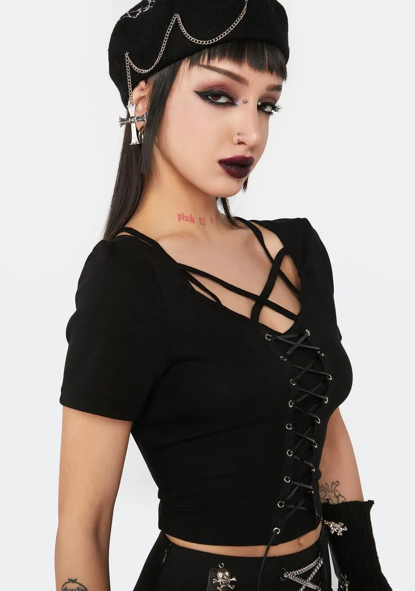 Cropped Lace Up Top sold by Dolls Kill product image thumbnail 2