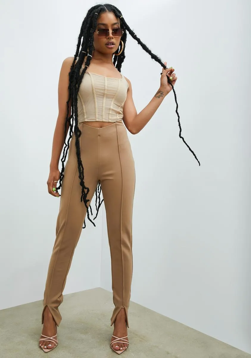 Taupe Get Lucky Mesh Corset Top sold by Dolls Kill product image thumbnail 3