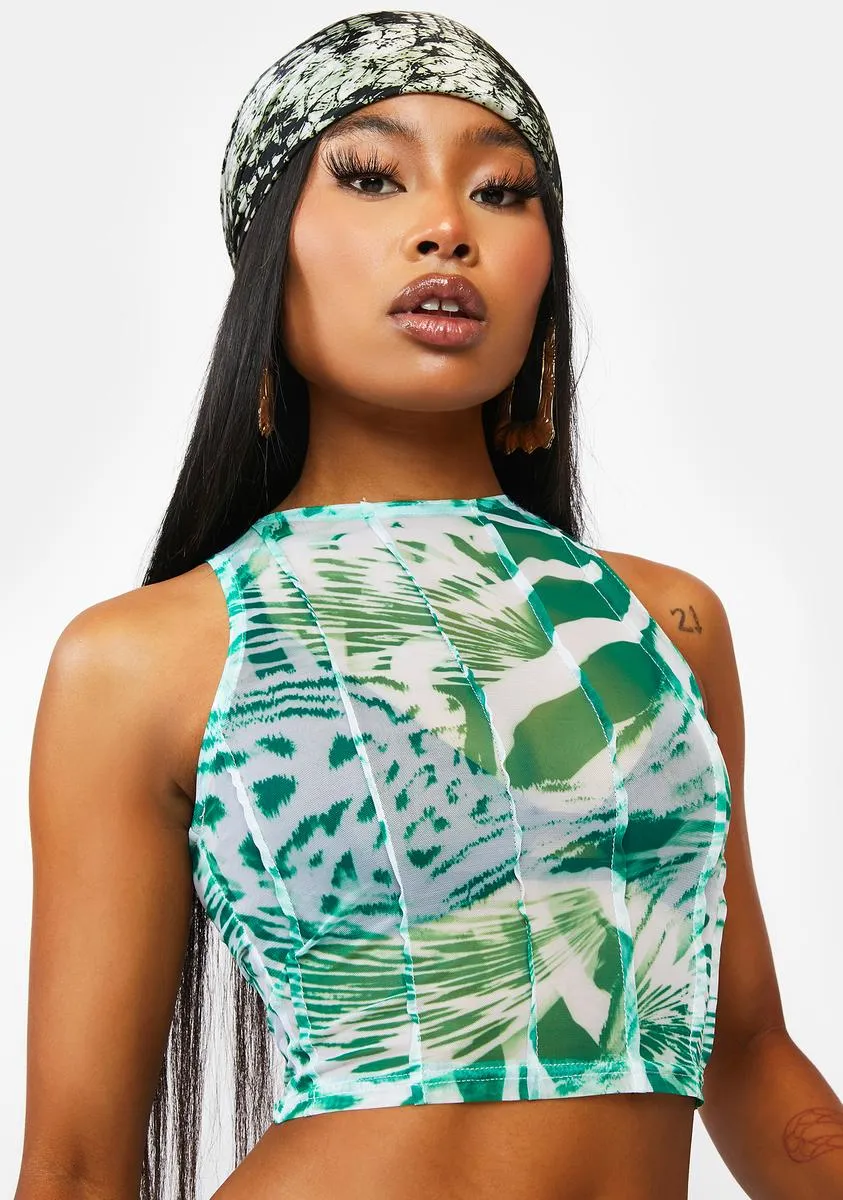 Lush Me-oww Mesh Crop Top sold by Dolls Kill