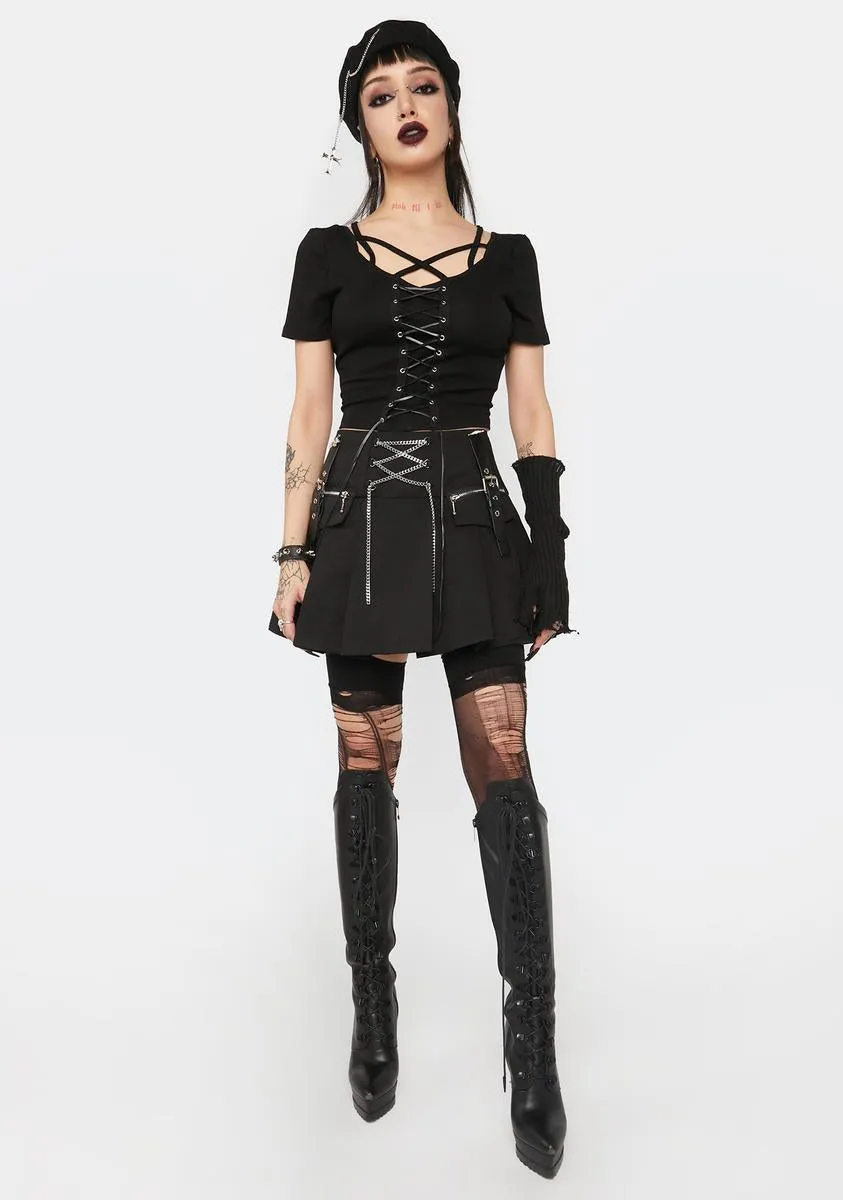 Cropped Lace Up Top sold by Dolls Kill product image thumbnail 3