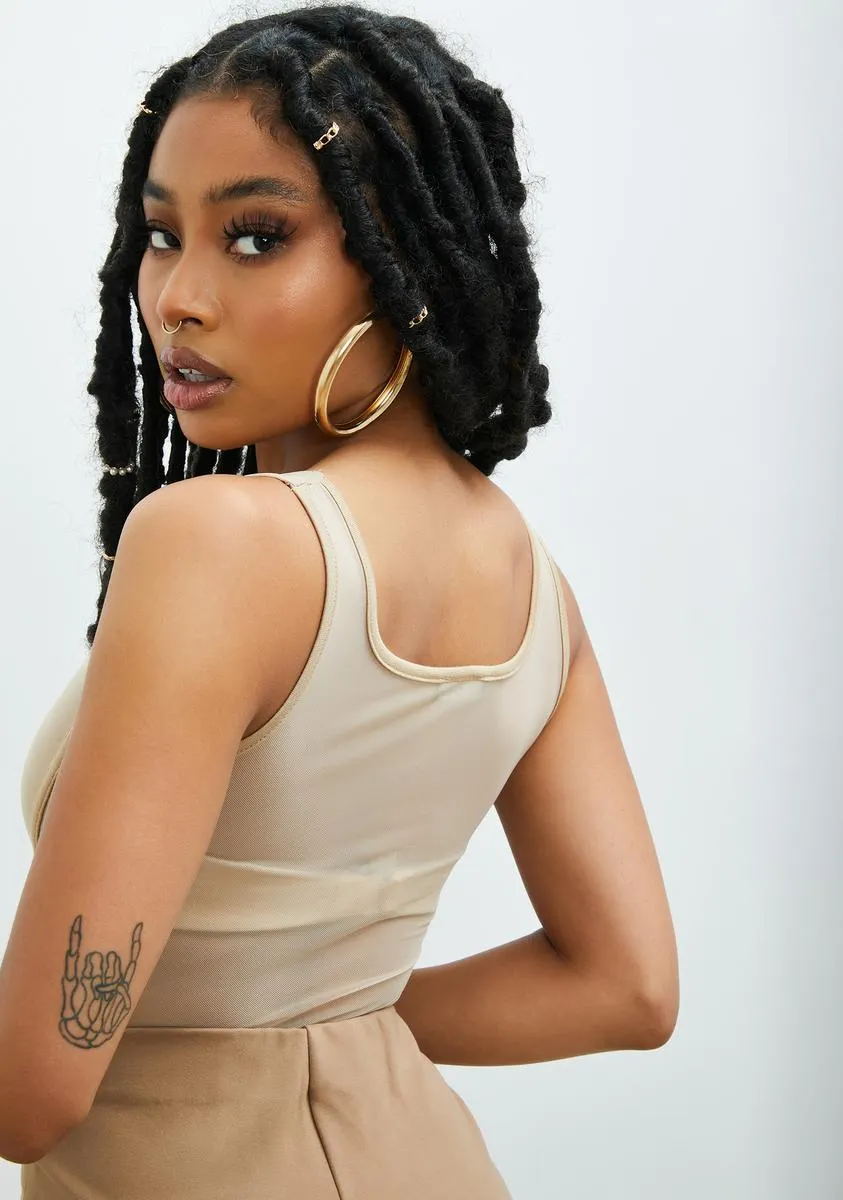 Taupe Get Lucky Mesh Corset Top sold by Dolls Kill product image thumbnail 4