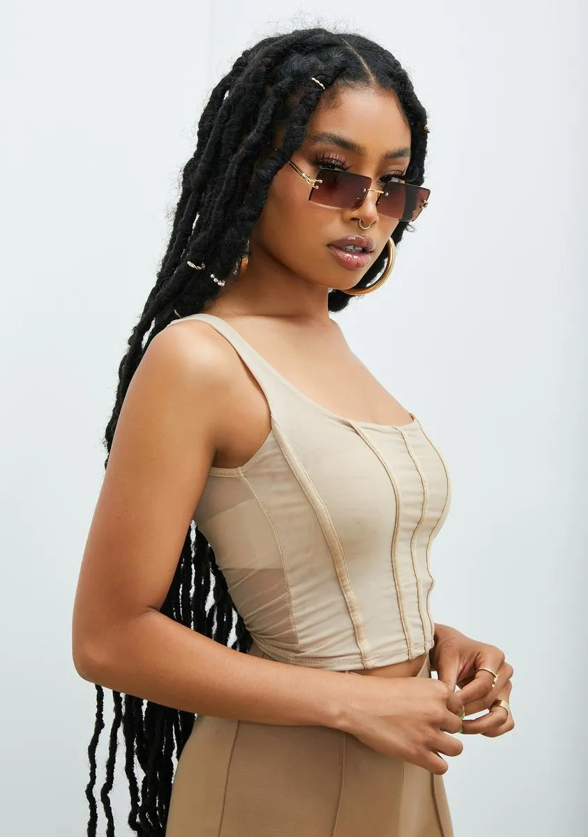 Taupe Get Lucky Mesh Corset Top sold by Dolls Kill product image thumbnail 2