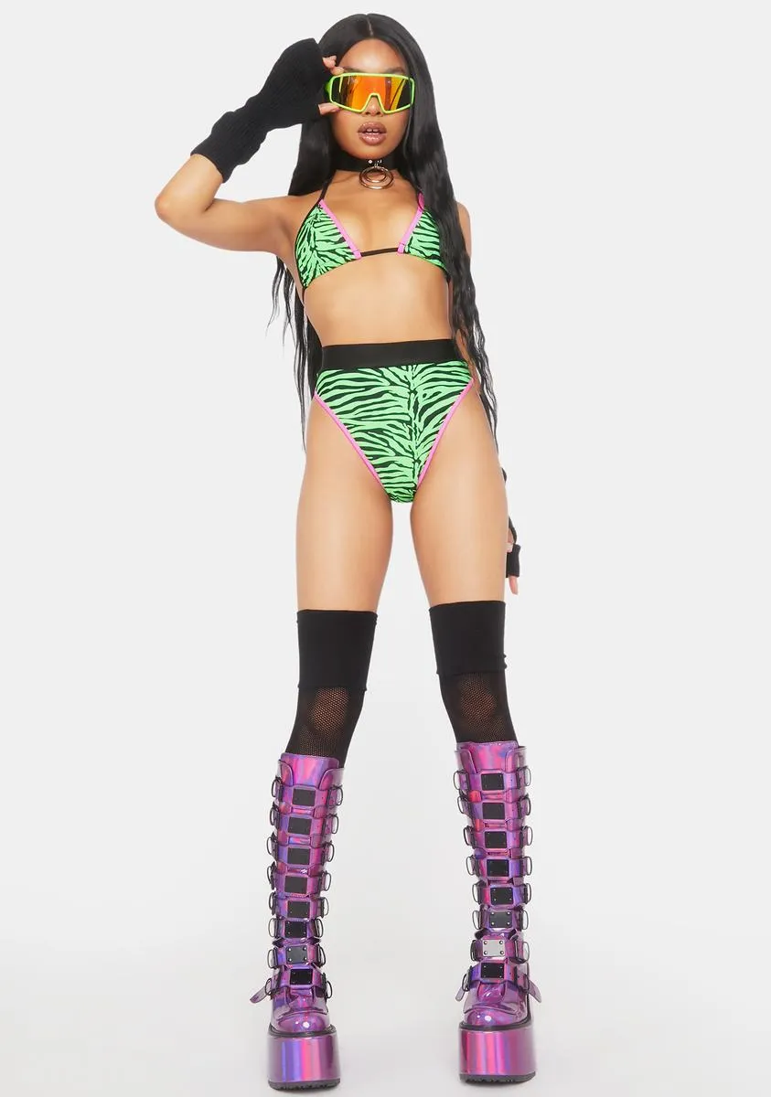 Neon Green Zebra Bra Top sold by Dolls Kill product image thumbnail 3