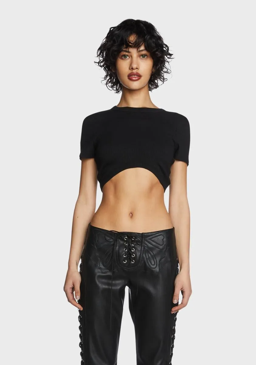 Curved Hem Ribbed Knit Top sold by Dolls Kill