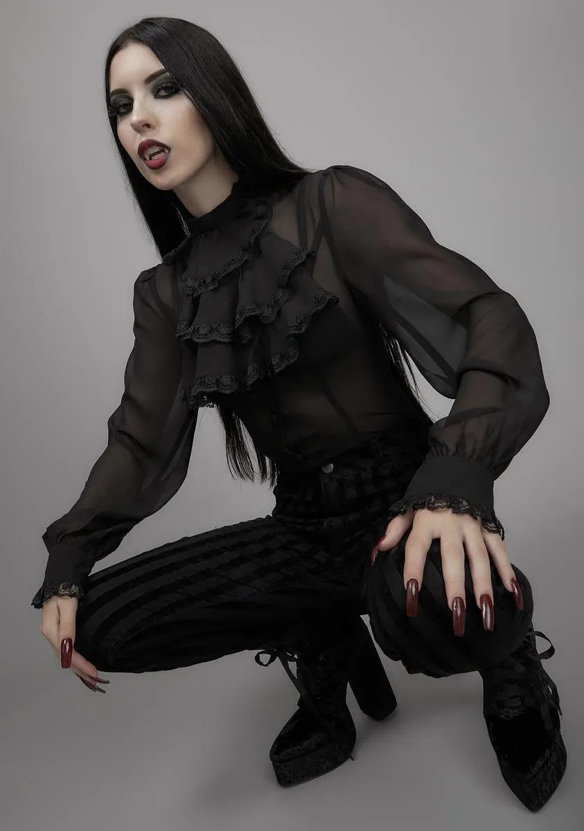 Noir I'm No Angel Chiffon Blouse sold by Dolls Kill product image thumbnail 2