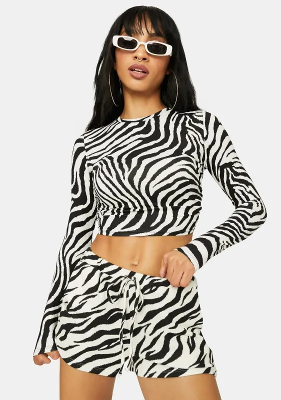 Wild Nerves Zebra Print Crop Top sold by Dolls Kill