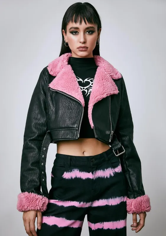Sweetly Mistaken Crop Moto Jacket sold by Dolls Kill