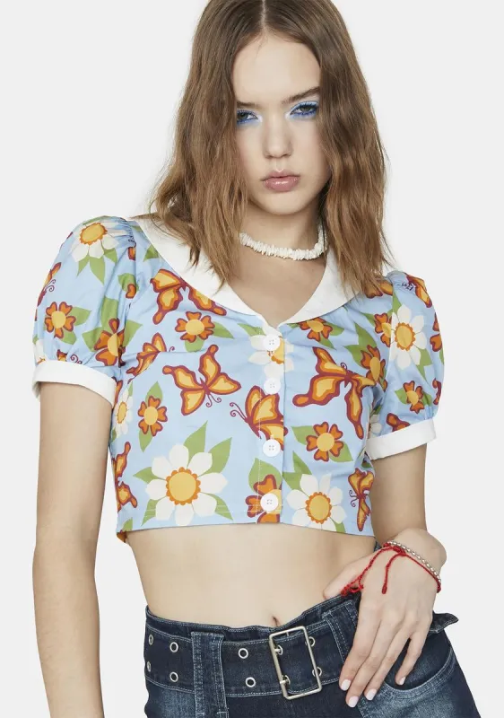 Just Add Sunshine Crop Shirt sold by Dolls Kill