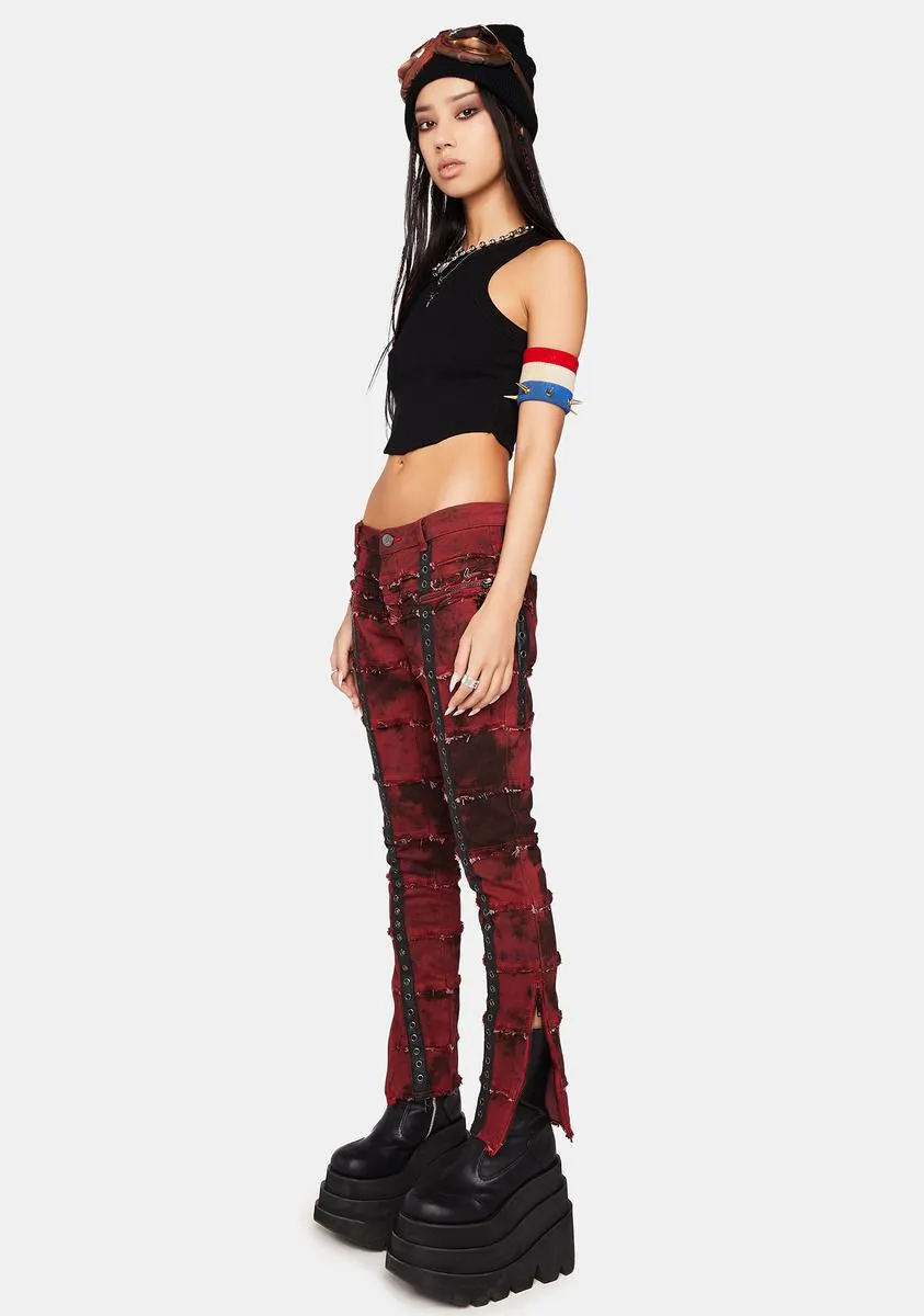 Modulation Red Acid Wash Skinny Jeans sold by Dolls Kill product image thumbnail 2