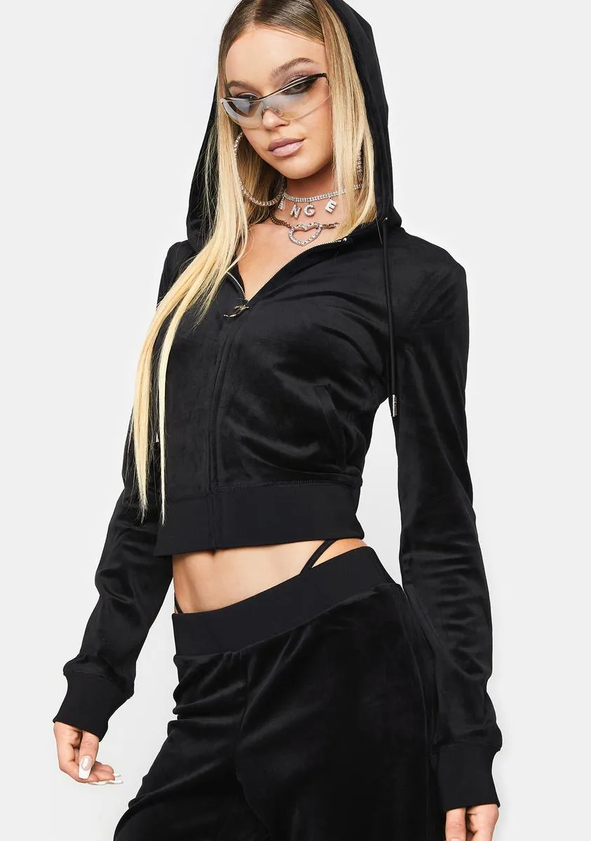 Black Rhinestone Logo Zip-Up Hoodie sold by Dolls Kill product image thumbnail 4