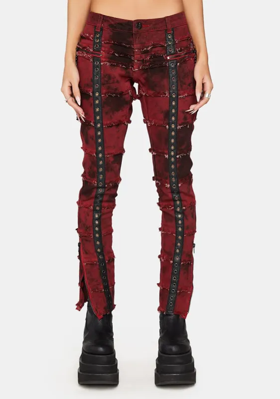 Modulation Red Acid Wash Skinny Jeans sold by Dolls Kill