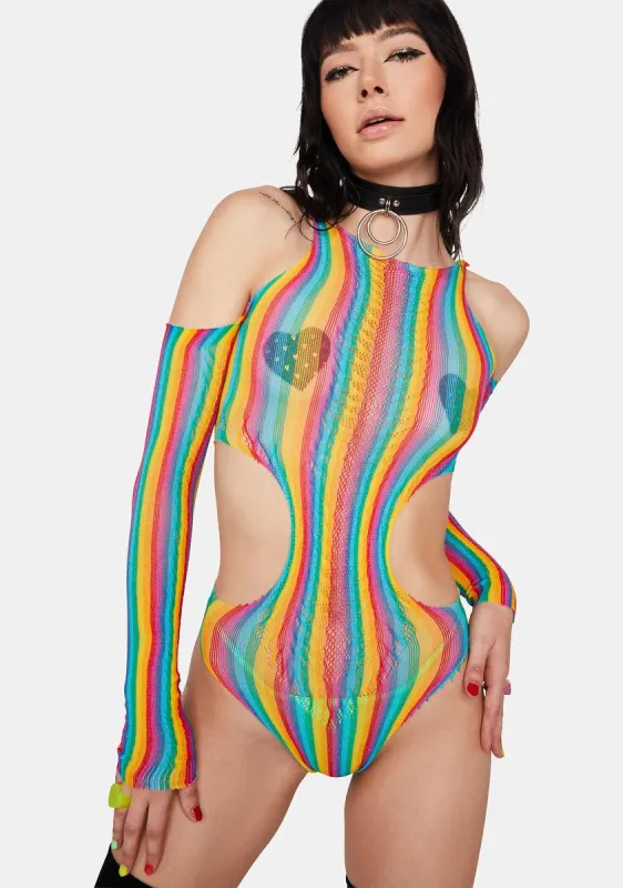 Love Always Striped Bodysuit sold by Dolls Kill