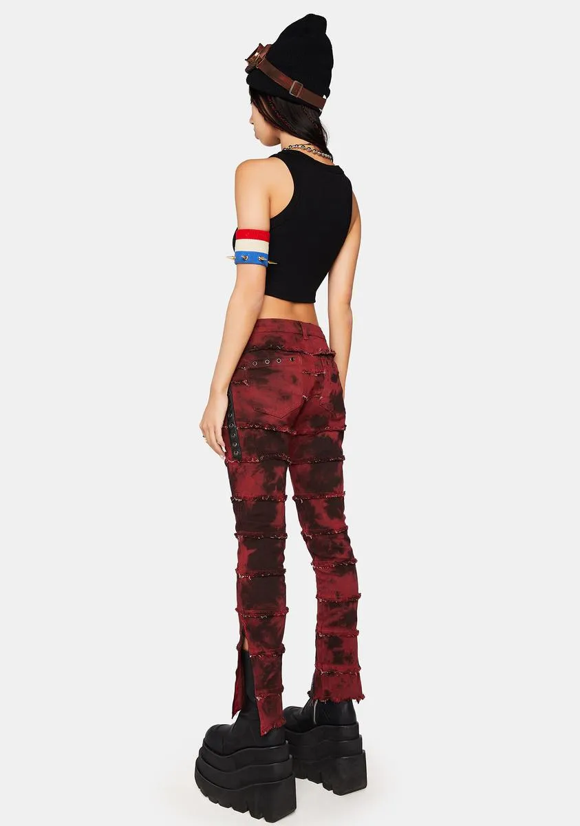 Modulation Red Acid Wash Skinny Jeans sold by Dolls Kill product image thumbnail 4