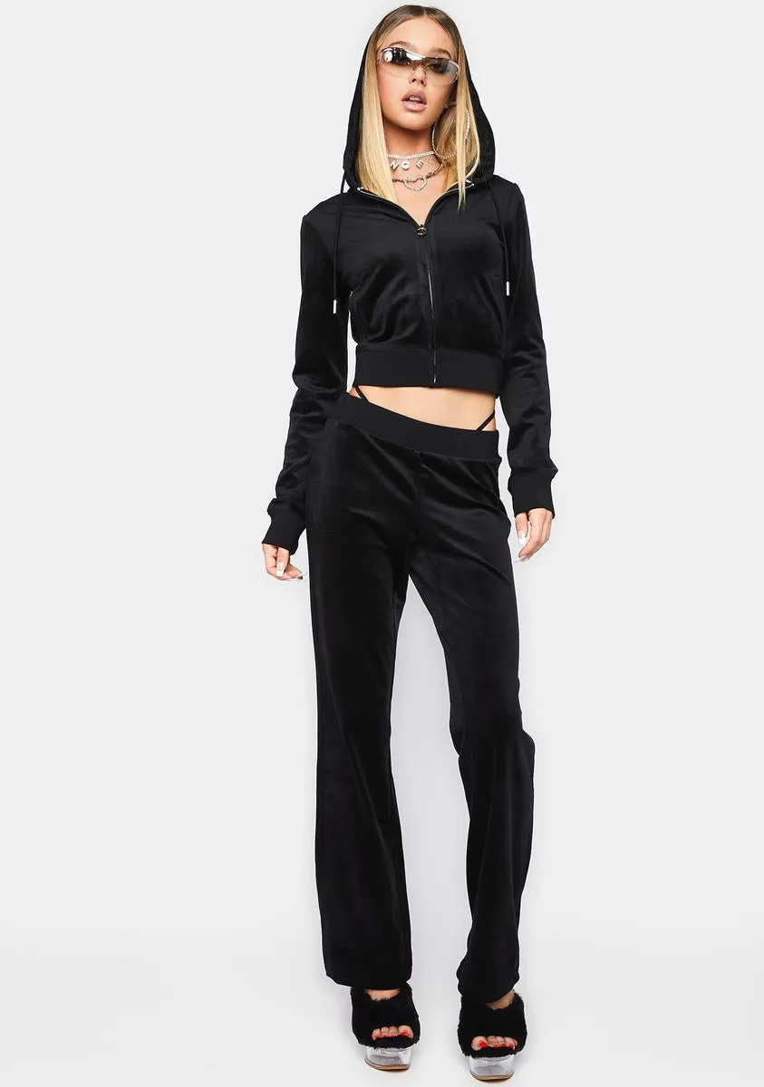 Black Rhinestone Logo Zip-Up Hoodie sold by Dolls Kill product image thumbnail 3