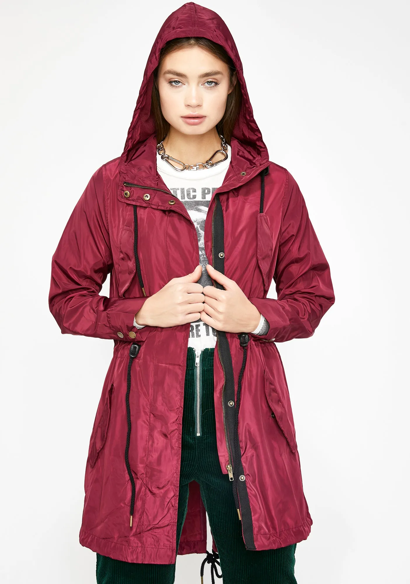 Wine Let's Runaway Anorak Jacket sold by Dolls Kill product image thumbnail 3