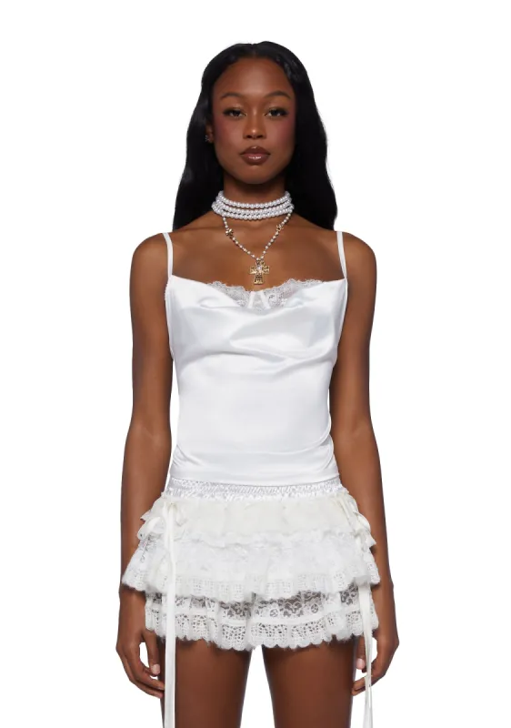 Everlasting Passion Satin Top - White sold by Dolls Kill