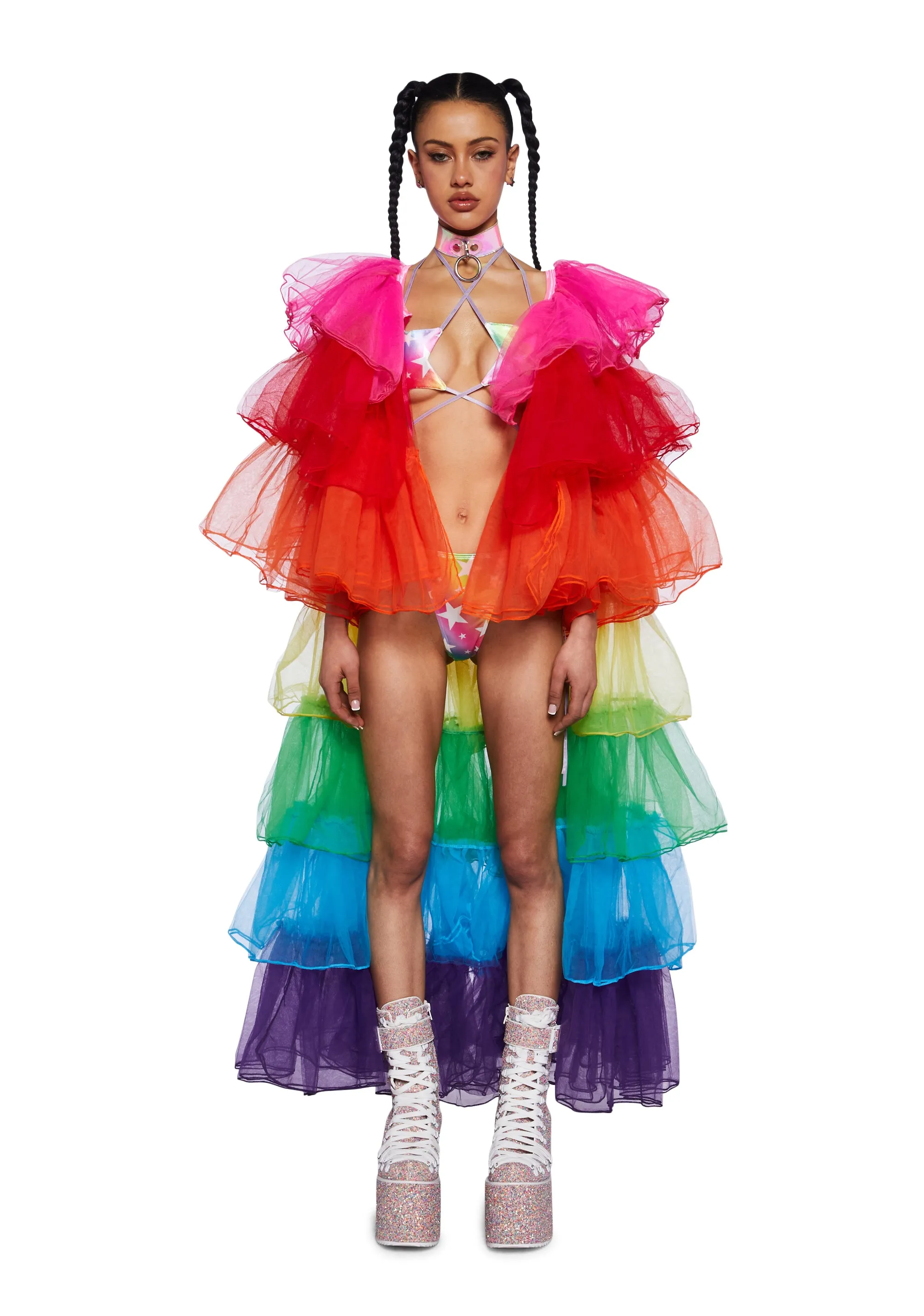 Rainbow Rhapsody Tulle Duster sold by Dolls Kill