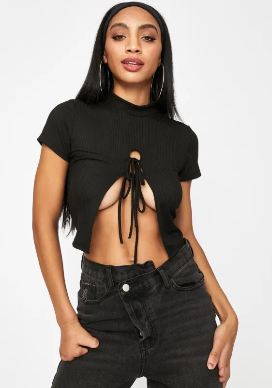 Could've Been U Front Tie Crop Tee sold by Dolls Kill