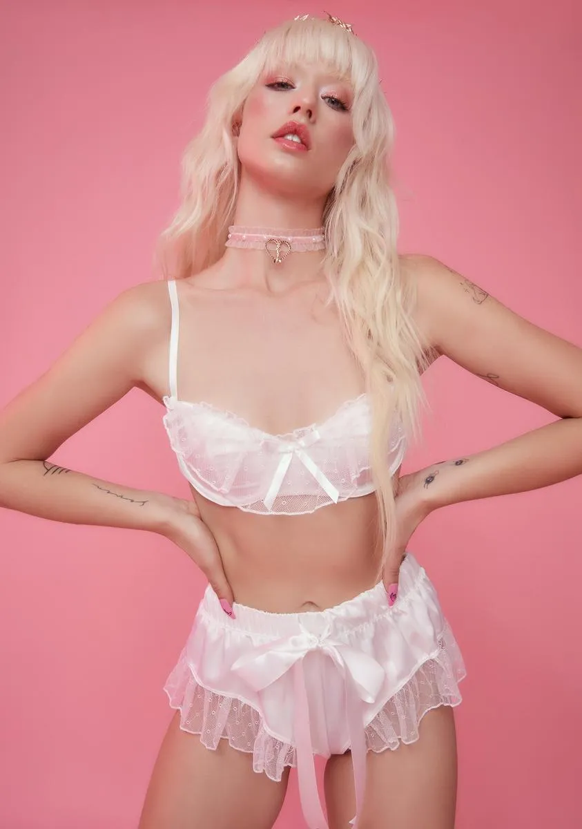 Ivory By The Banks Satin Lingerie Set sold by Dolls Kill