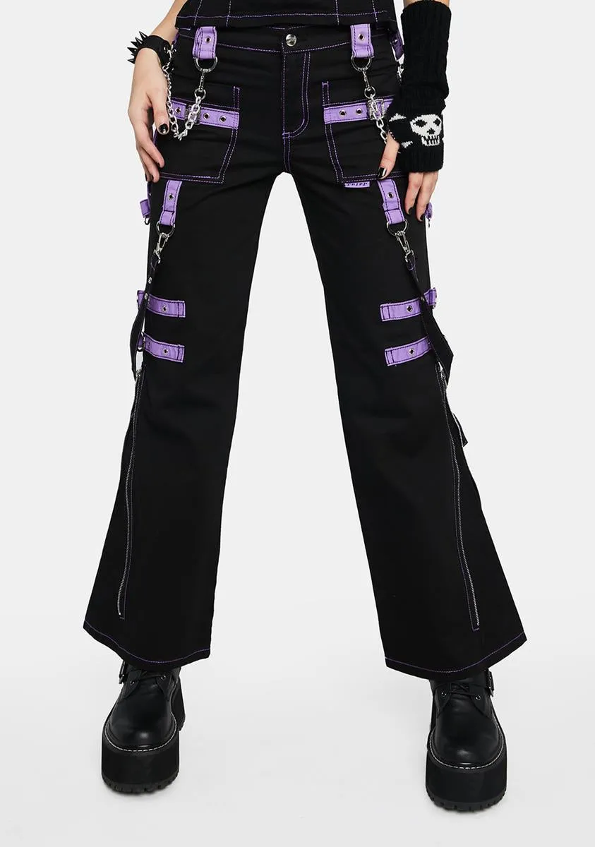 Lavender Buckle Strap And Ring Pants sold by Dolls Kill