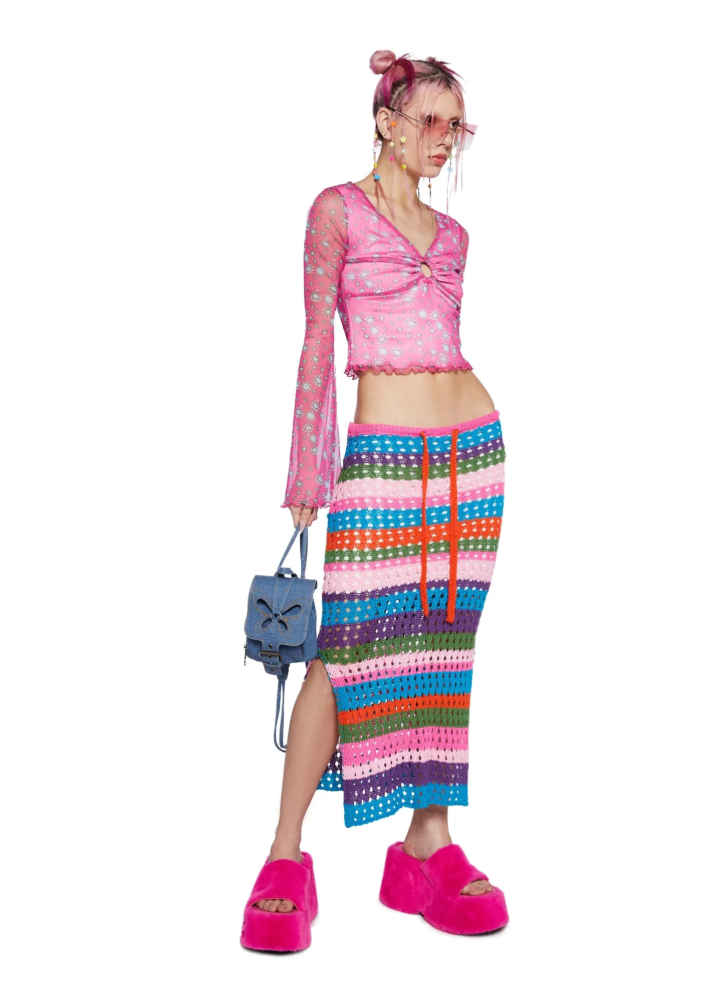 Mellow Mindset Mesh Crop Top - Pink sold by Dolls Kill product image thumbnail 2