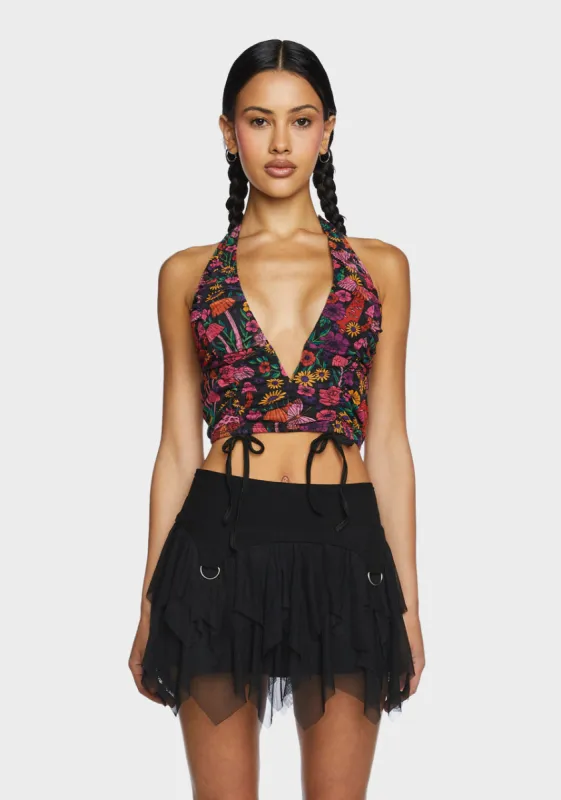 Daydreamer Floral Halter Top - Multi sold by Dolls Kill