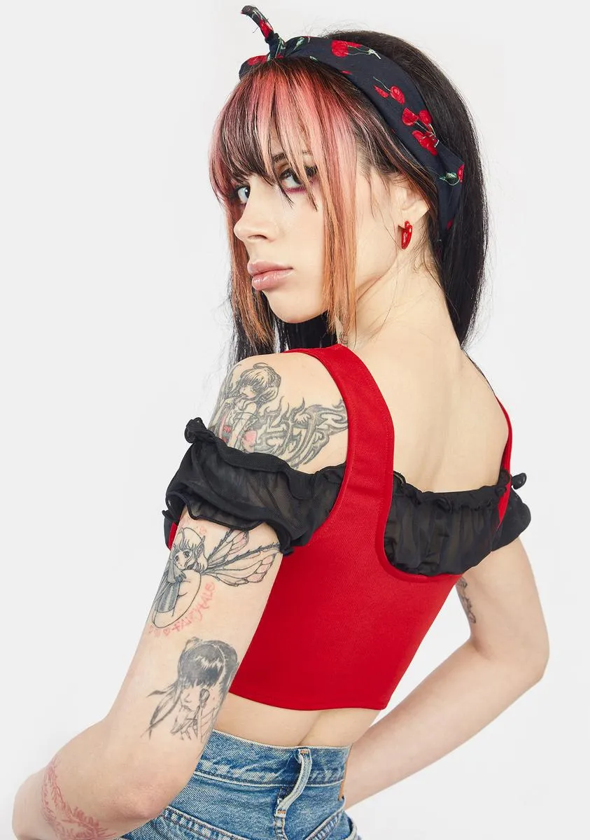 Fire Shoulda Coulda Corset Crop Top sold by Dolls Kill product image thumbnail 5