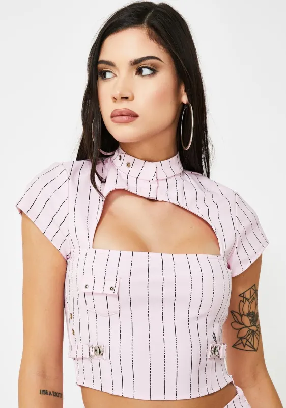 Fran Pinstripe Top sold by Dolls Kill