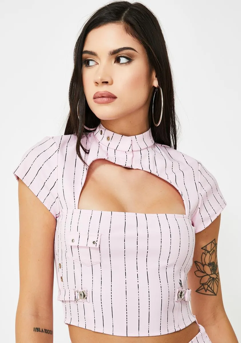 Fran Pinstripe Top sold by Dolls Kill