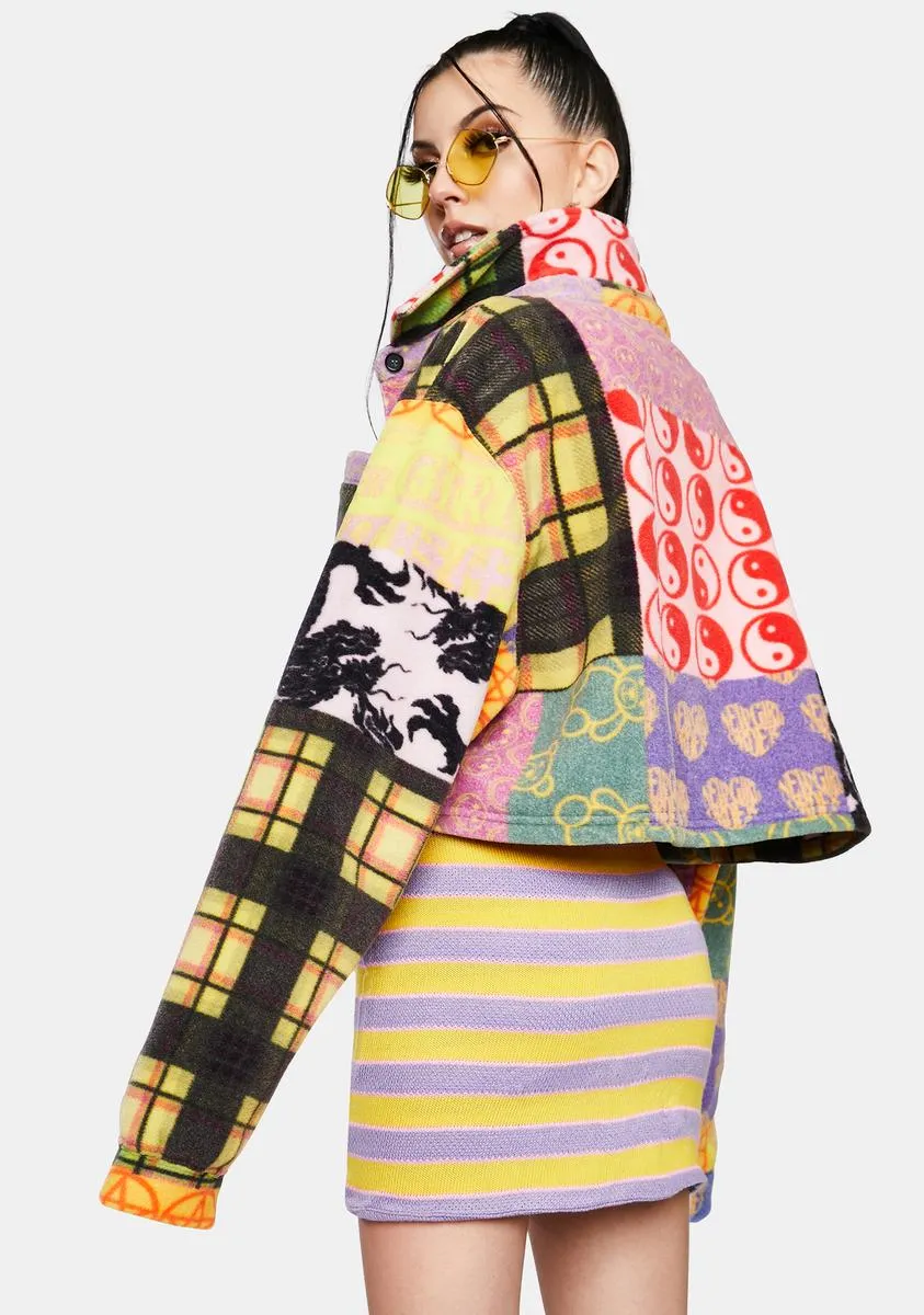 Patchwork Fleece Crop Jacket sold by Dolls Kill product image thumbnail 4