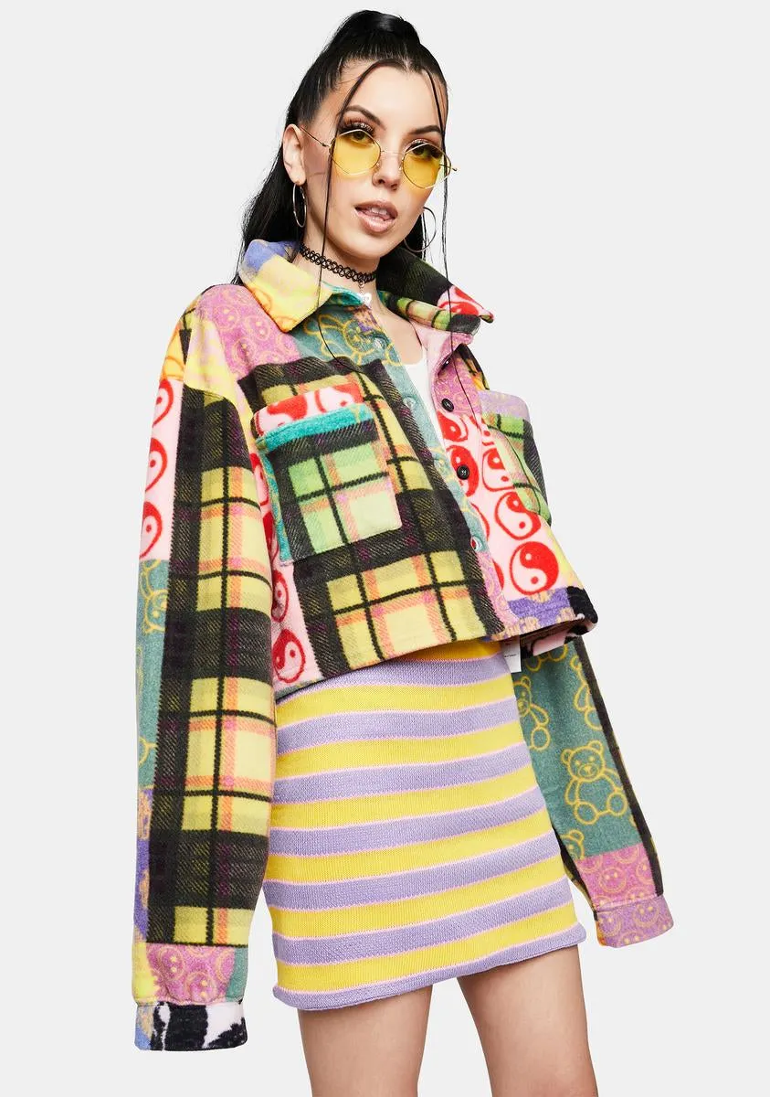 Patchwork Fleece Crop Jacket sold by Dolls Kill product image thumbnail 2